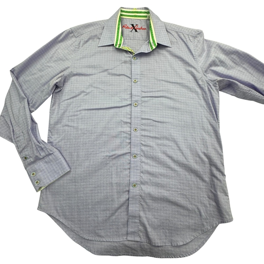 Robert Graham X Shirt Mens Large Purple Tailored Fit Long Sleeve Button Front